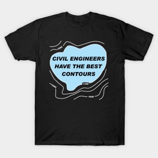 Civil Engineer Blue Contours White Lines T-Shirt